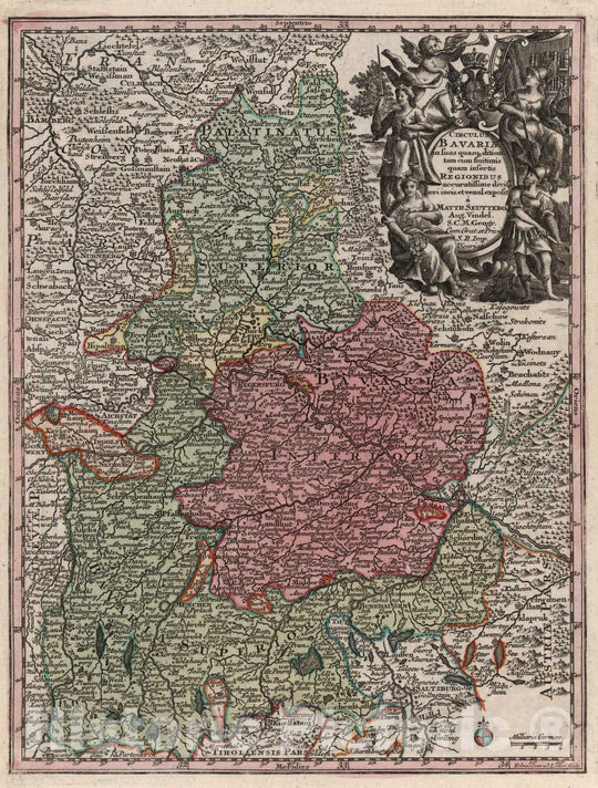 Historic Map : Germany, Bavaria , GermanyCirculus Bavariae 1744 , Vintage Wall Art