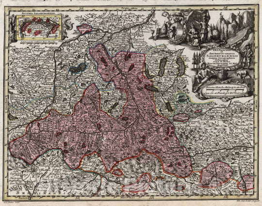 Historic Map : Germany,S.R.J. Principat et Archiepiscopatus Salisburgensis 1744 , Vintage Wall Art