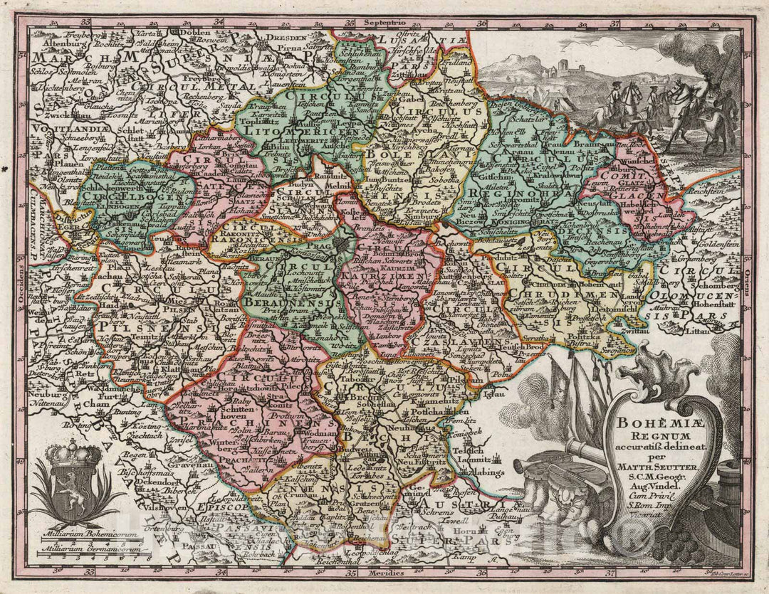 Historic Map : Czech Republic,Bohemiae Regnum 1744 , Vintage Wall Art