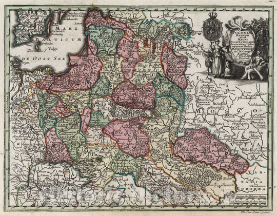 Historic Map : Poland,Poloniae Regnum ut et Magni Ducat. Lithuaniae Accuratiss 1744 , Vintage Wall Art