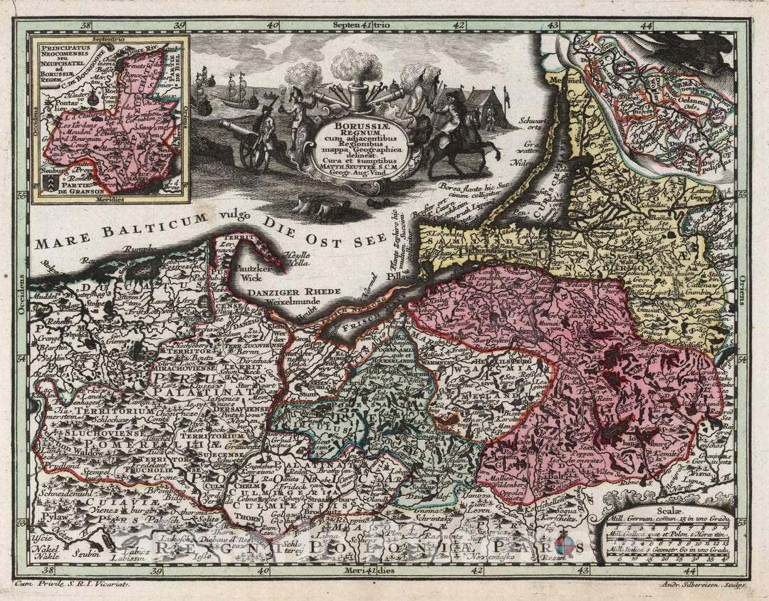 Historic Map : Prussia , Germany,Borussiae Regnum 1744 , Vintage Wall Art