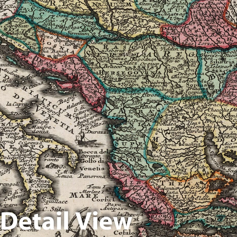 Historic Map : Hungary,Novissima Tab[ula] Danubii 1744 , Vintage Wall Art