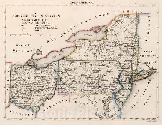 Historic Map : United States, A. Die Vereinigten Staaten von Nord Amerika 1830 v2 , Vintage Wall Art