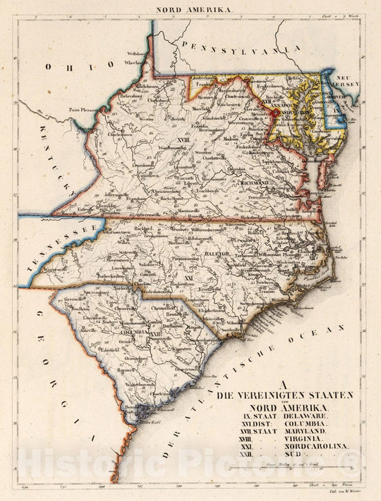 Historic Map : United States, A. Die Vereinigten Staaten von Nord Amerika 1830 v3 , Vintage Wall Art