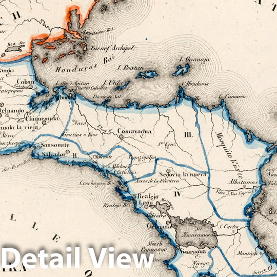 Historic Map : Guatemala, , Central America G. Die rep: Centro Amerika oder Reich Guatemala 1830 , Vintage Wall Art