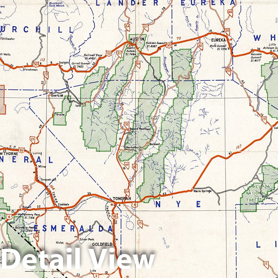 Historic Map : Pocket Map, Early trails of Nevada 1942 - Vintage Wall Art