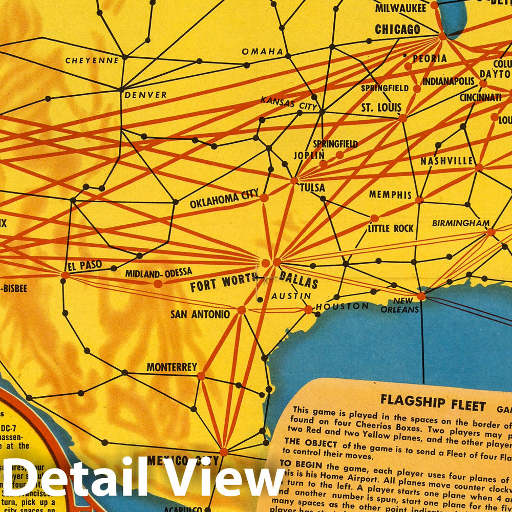 Historic Map : American Airlines System Map, 1955 - Vintage Wall Art