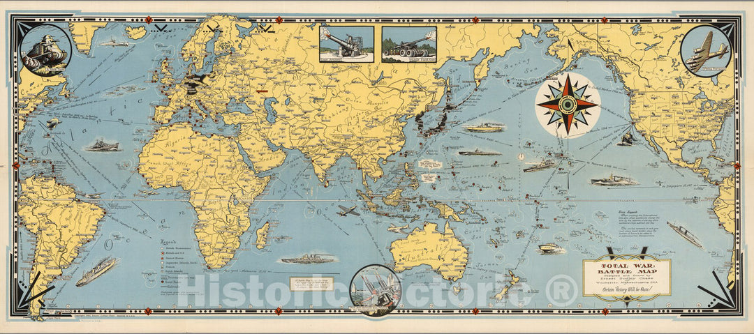 Historic Map : Total War, Battle Map, 1943 - Vintage Wall Art