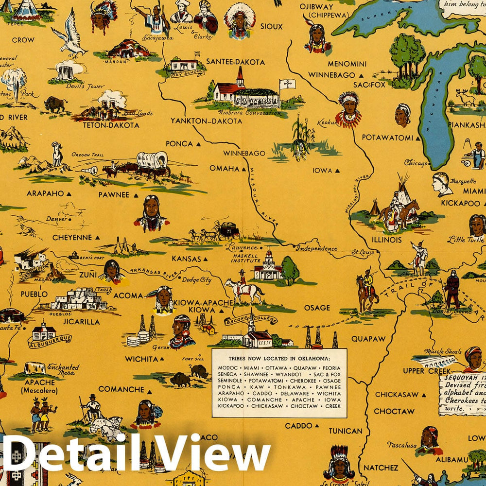 Historic Map : Indians of the U.S.A. 1944 - Vintage Wall Art