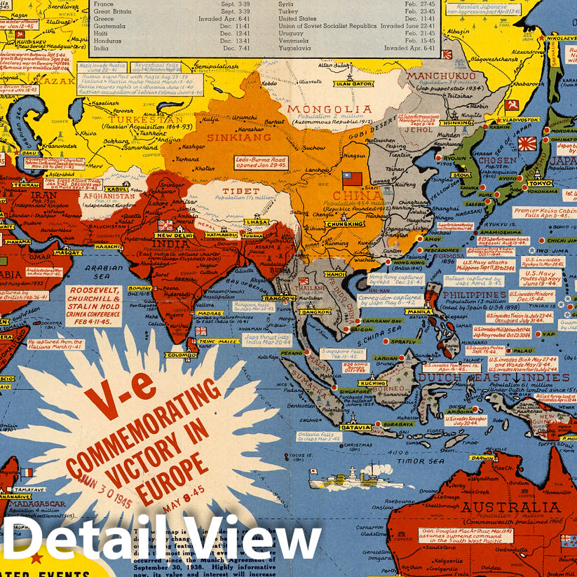 Historic Map : Dated Events War Map. 1945. 26th Edition. - Vintage Wall Art