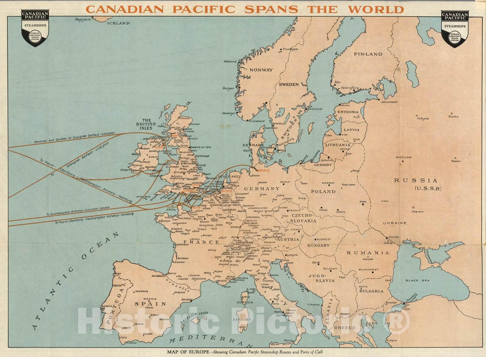 Historic Map : Map of the World. Map of Europe, 1938 - Vintage Wall Art