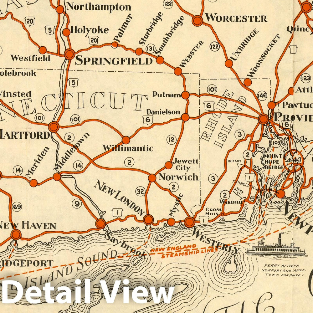 Historic Map : New England. 1933 - Vintage Wall Art