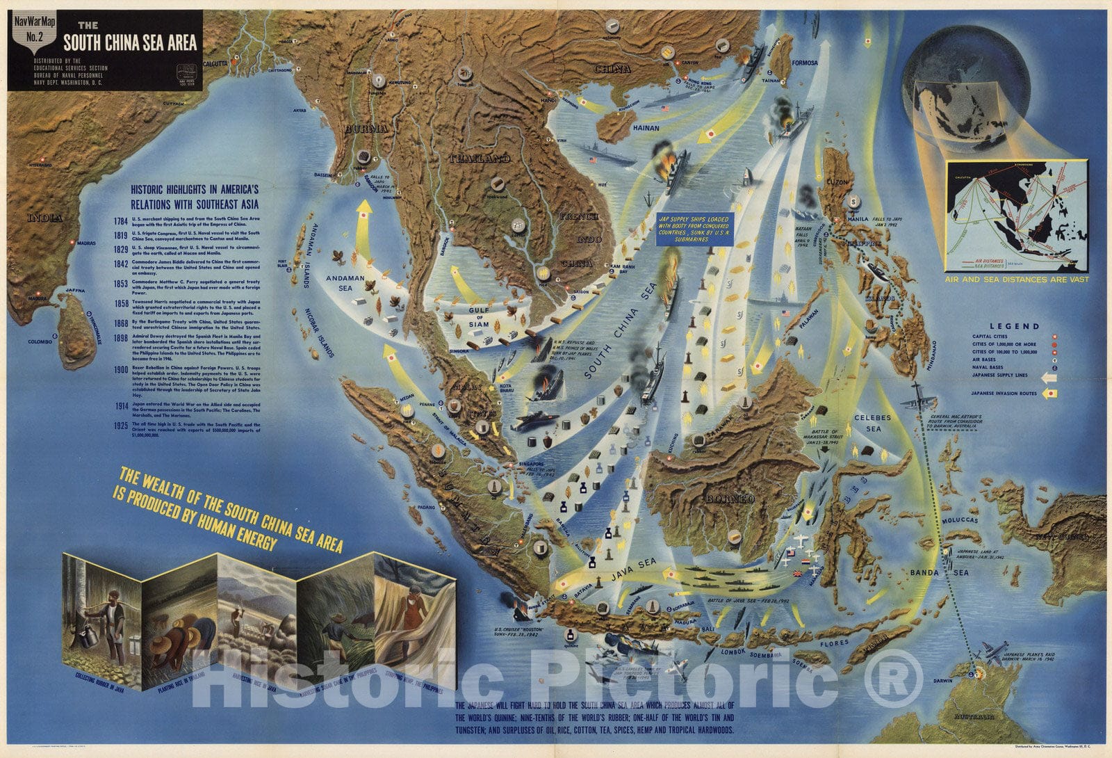 Historic Map : NavWarMap No. 2. The South China Sea Area, 1944 - Vintage Wall Art