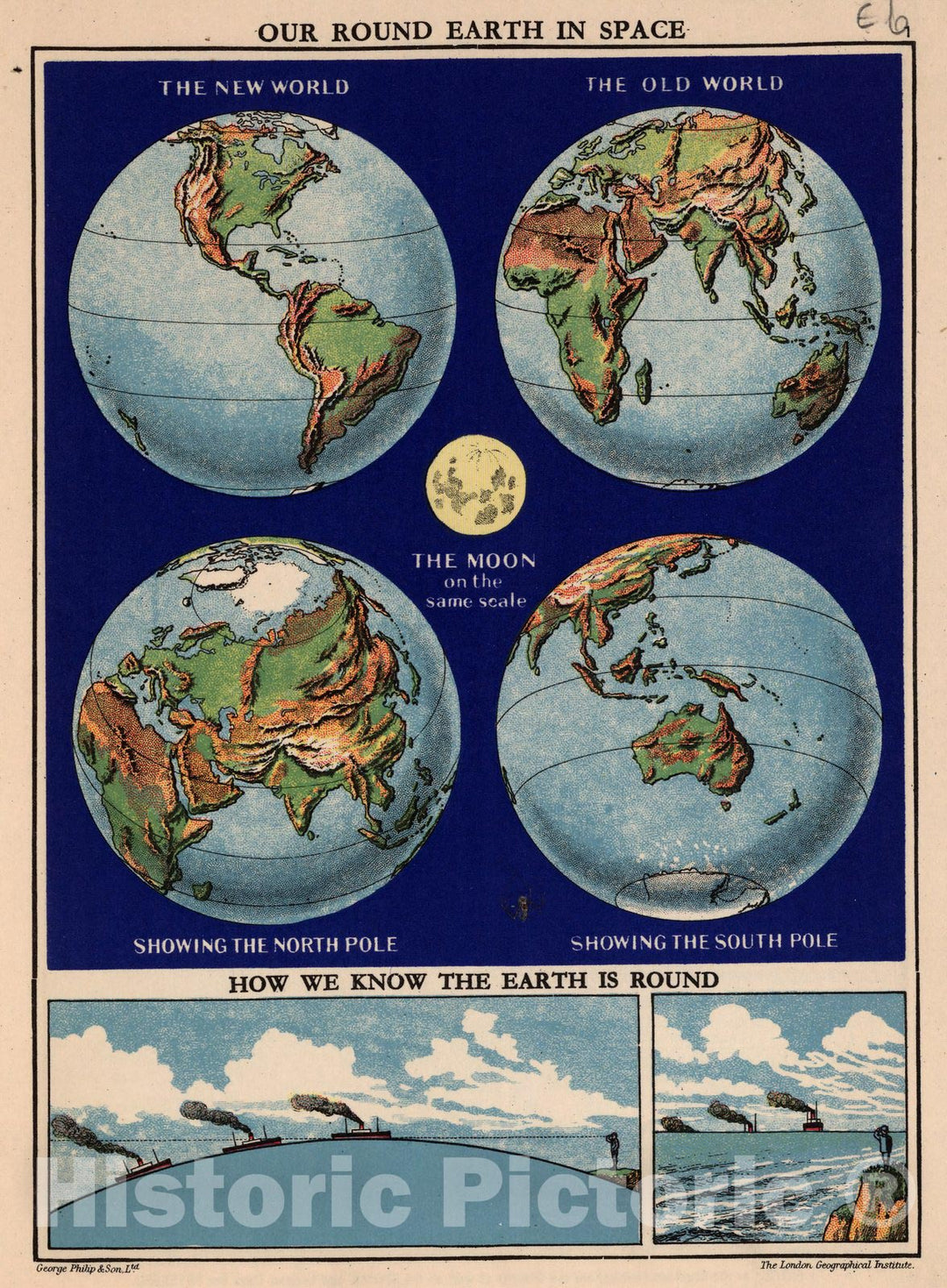 Historic Map : Geography Book, Our Round Earth in Space. 1935 - Vintage Wall Art