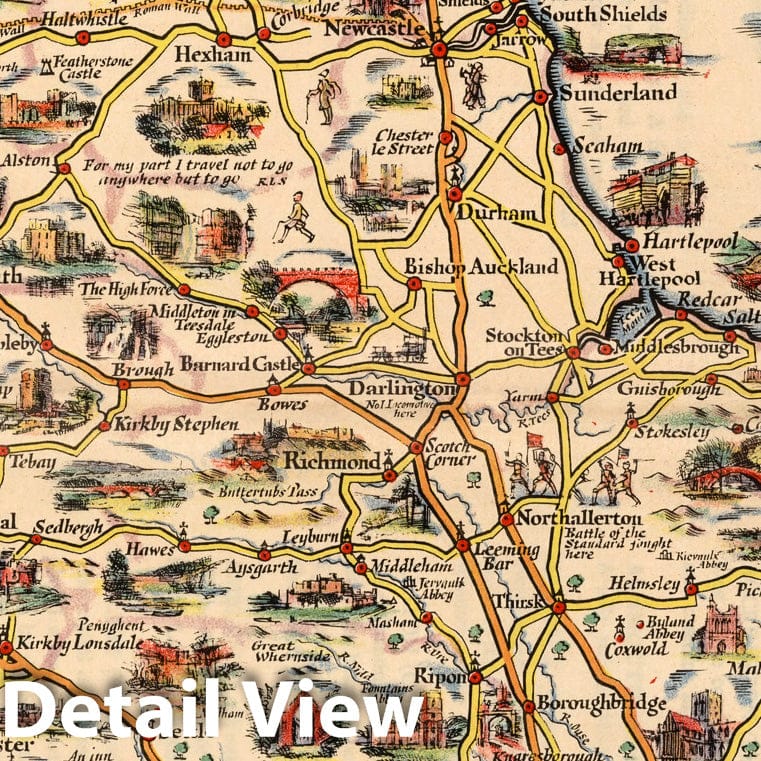 Historic Map : Esso Pictorial Plan of the North. Moor: Mountain and Lake District. 1933 - Vintage Wall Art