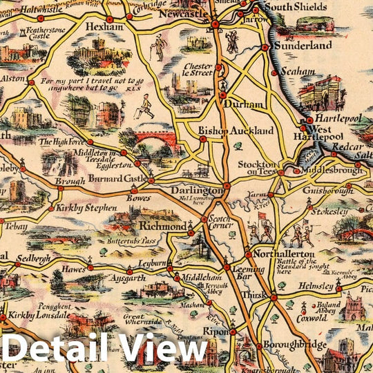 Historic Map : Esso Pictorial Plan of the North. Moor: Mountain and Lake District. 1933 - Vintage Wall Art