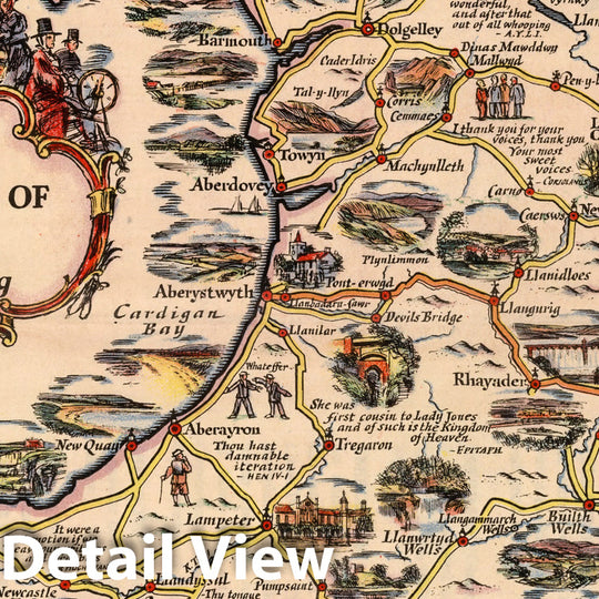 Historic Map : Esso Pictorial Plan of Wales with Neighbouring Counties. 1932 - Vintage Wall Art