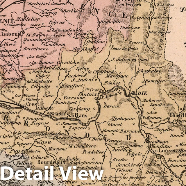 Historic Map : Drome. 1869 - Vintage Wall Art