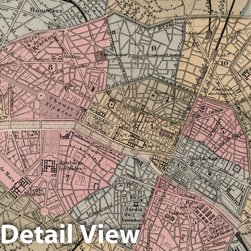 Historic Map : Paris , France, Paris et son Mur d'Enceinte. 1869 , Vintage Wall Art