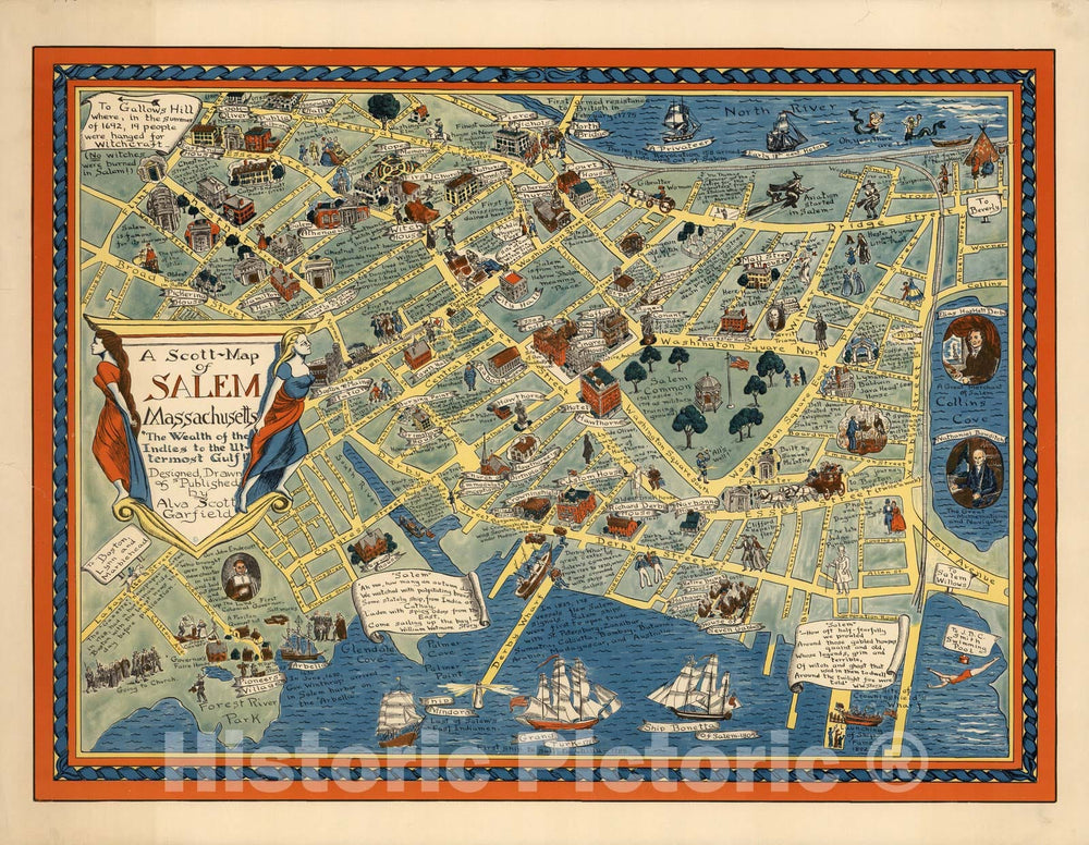 Historic Map - A Scott-Map of Salem Massachusetts, 1960 - Vintage Wall Art