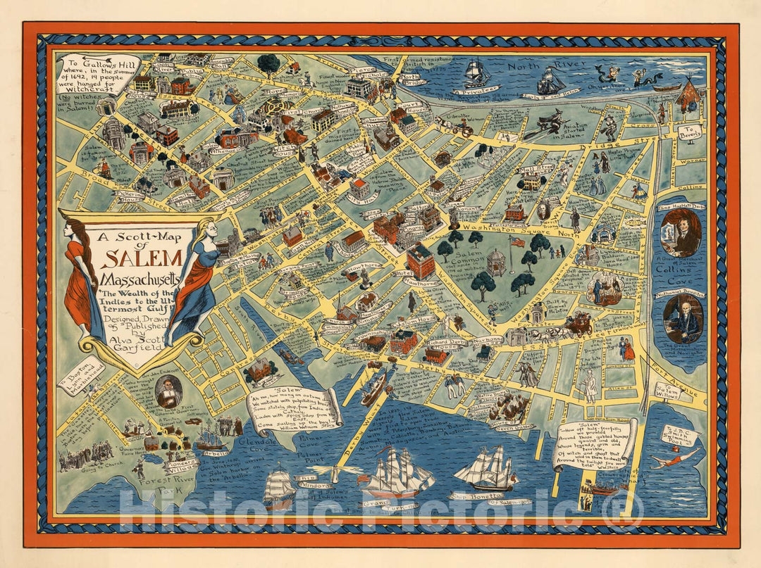 Historic Map - A Scott-Map of Salem Massachusetts, 1960 - Vintage Wall Art