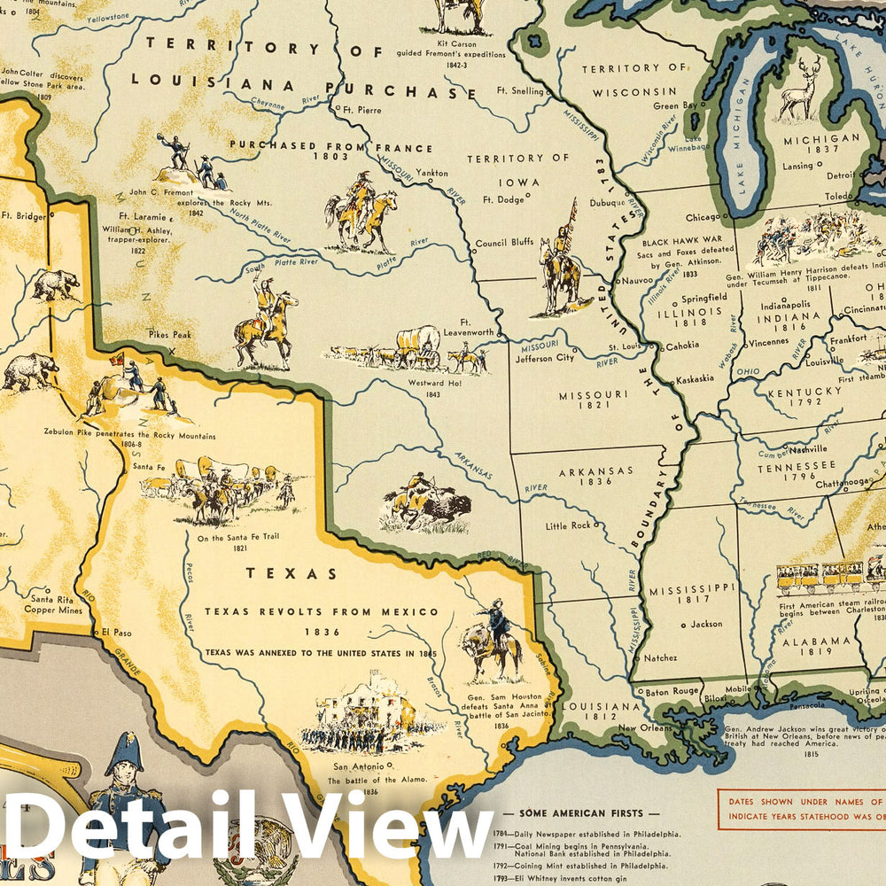 Historic Map : Map of the United States Showing Boundaries, 1784-1844. - Vintage Wall Art