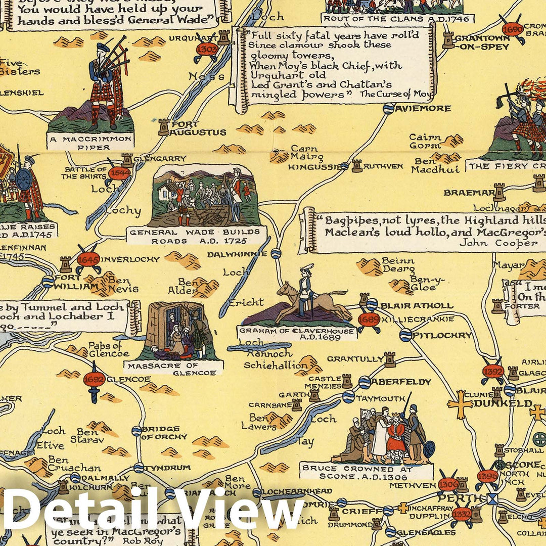 Historical Map of Scotland. By L.G. Bullock. John Bartholomew & Son Ltd. Edinburgh, 1950 - Vintage Wall Art