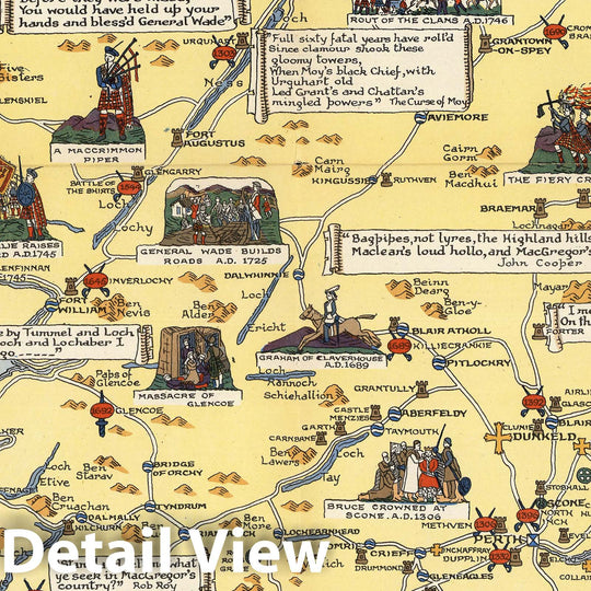 Historical Map of Scotland. By L.G. Bullock. John Bartholomew & Son Ltd. Edinburgh, 1950 - Vintage Wall Art