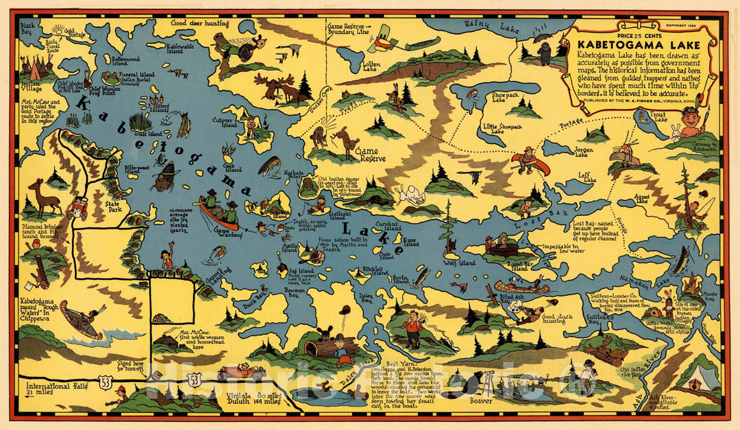 Historic Map : Kabetogama Lake (Minn.) Kabetogama Lake (Minnesota). 1936 , Vintage Wall Art