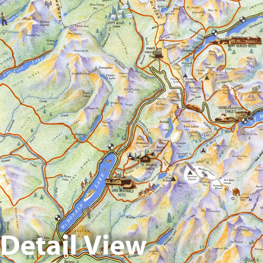 Historic Map - Map of Glacier National Park - Waterton Lakes National Park International Peace Park, 1939 - Vintage Wall Art