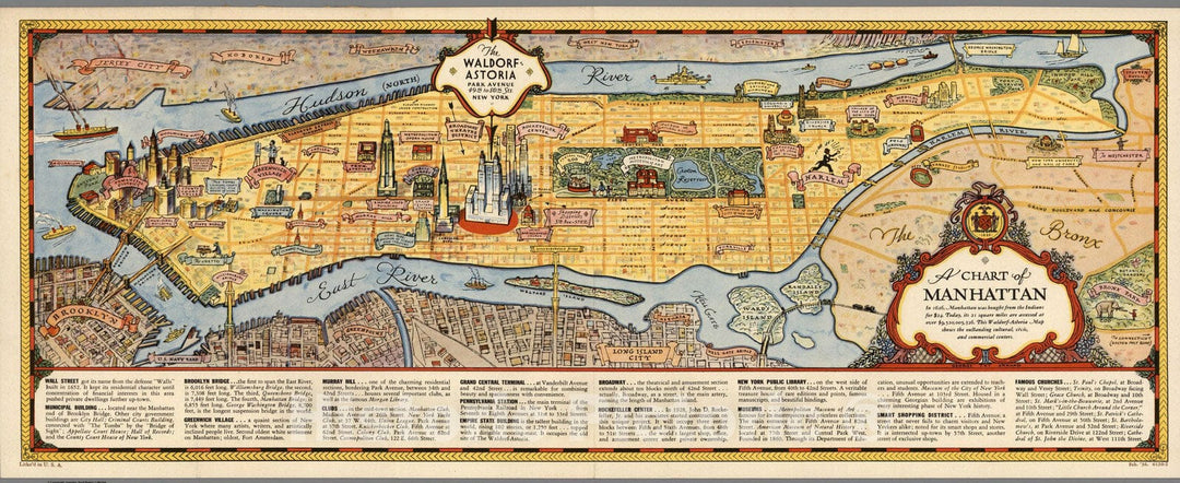 Historic Map : Manhattan, 1936 - Vintage Wall Art