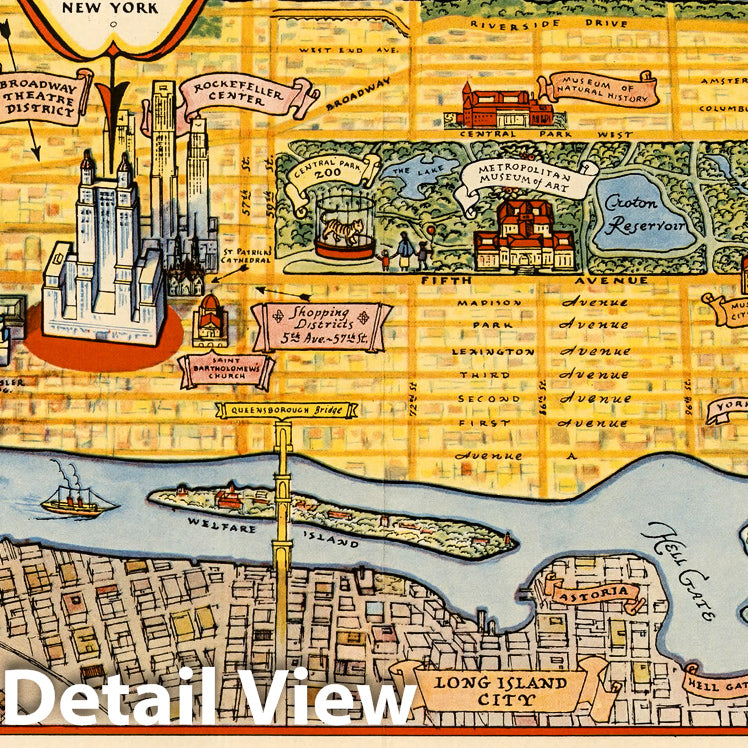 Historic Map : Manhattan, 1936 - Vintage Wall Art