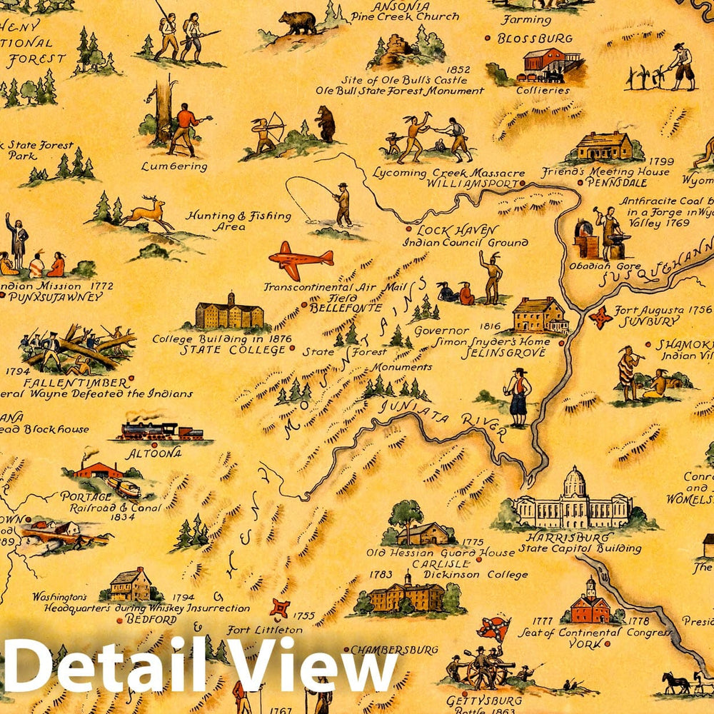 Historic Map : the State of Pennsylvania, 1942 - Vintage Wall Art