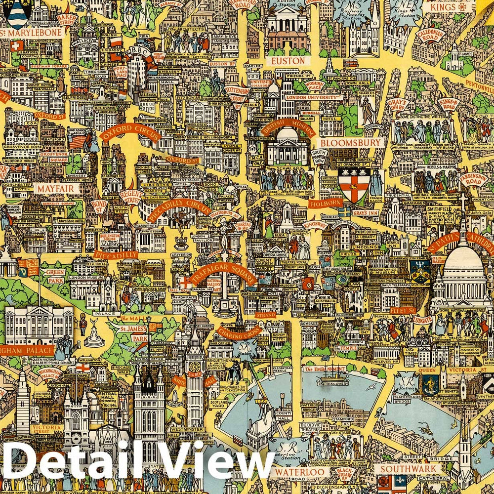 Historic Map : London, The Bastion of Liberty. 1946 - Vintage Wall Art