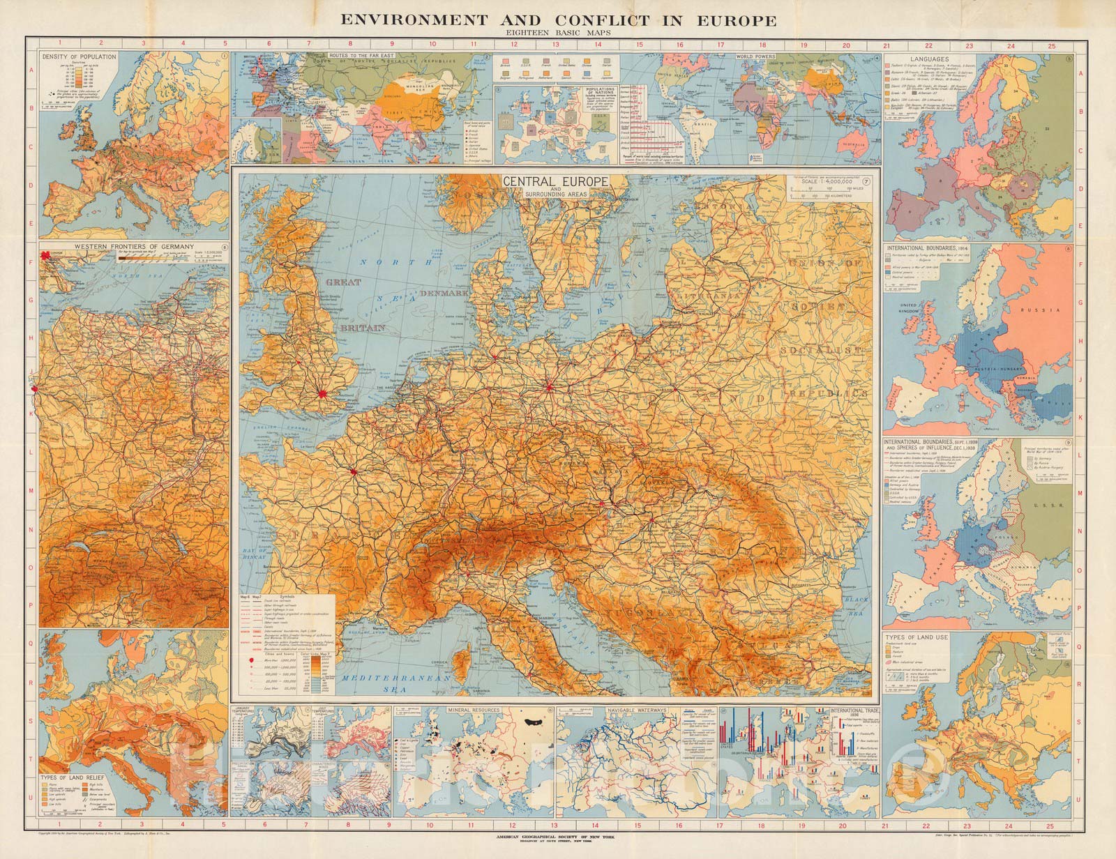 Historic Map : Environment and conflict in Europe 1939 - Vintage Wall Art