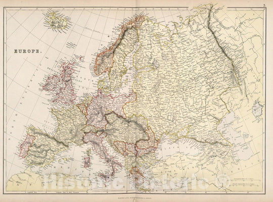 Historic Map : World Atlas Map, Europe. 1882 v2