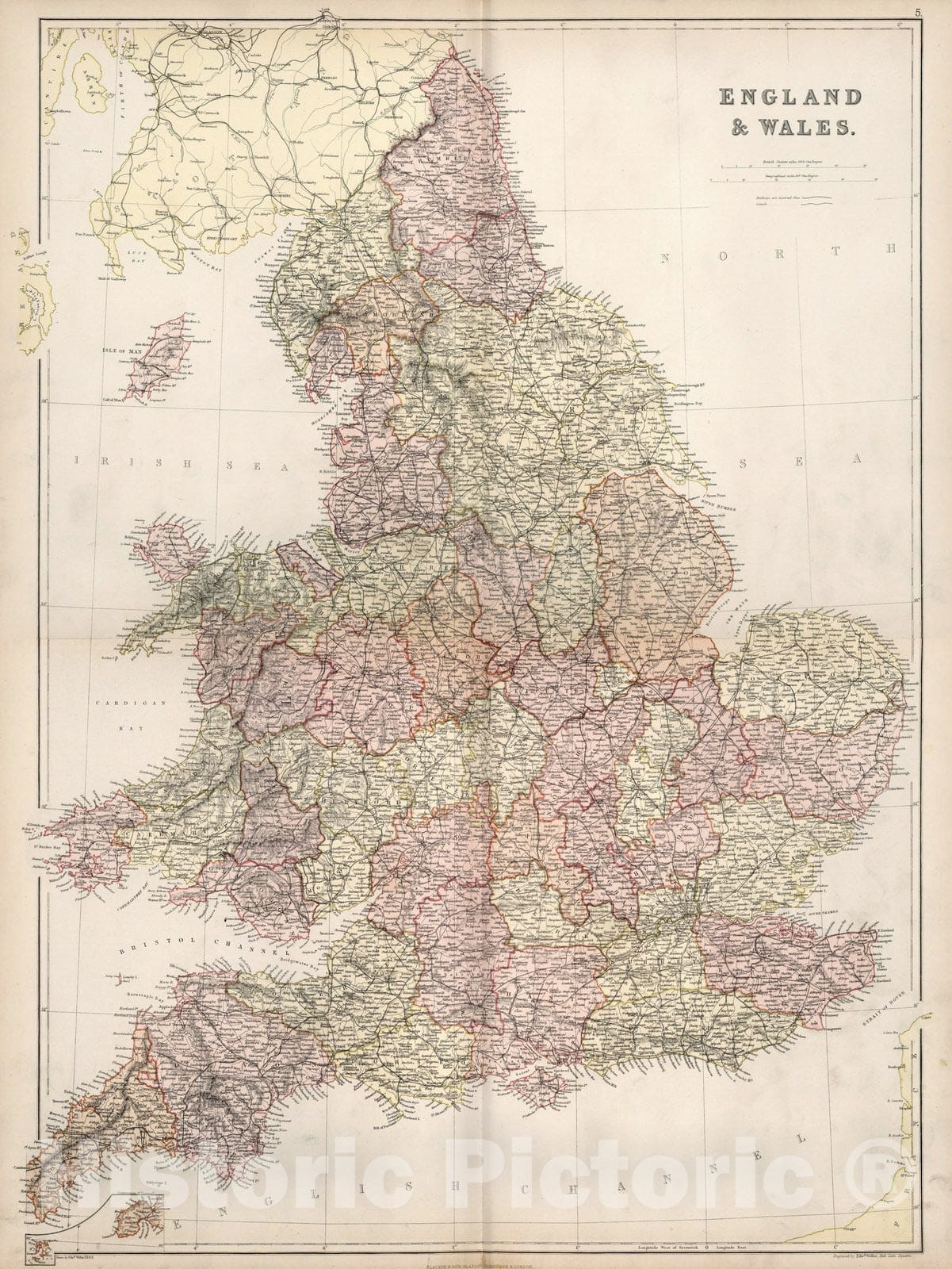 Historic Map : Composite Map: England & Wales, 1882 - Vintage Wall Art