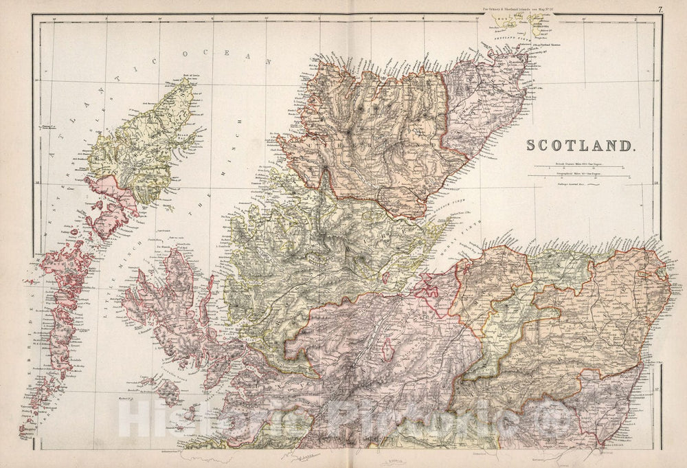 Historic Map - World Atlas Map, Scotland (northern half). 1882 - Vintage Wall Art