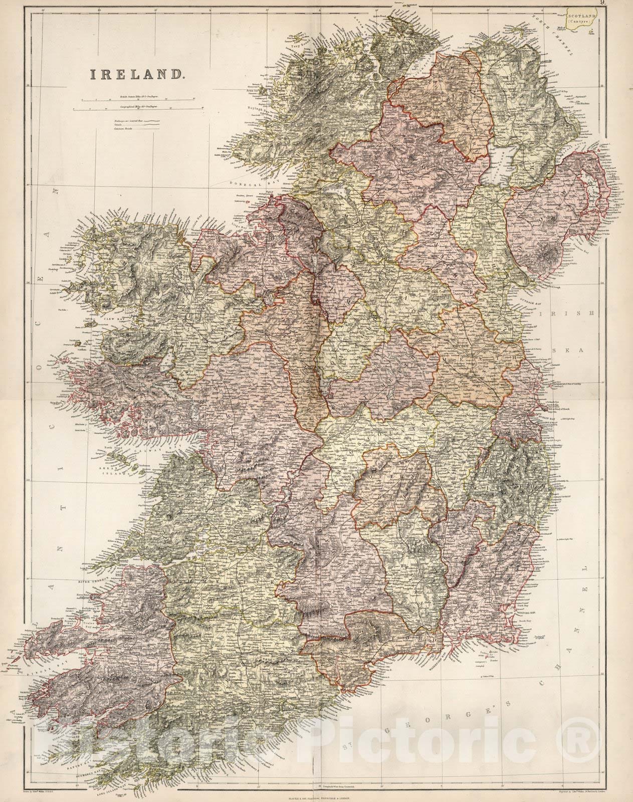 Historic Map : Composite Map: Ireland, 1882 - Vintage Wall Art