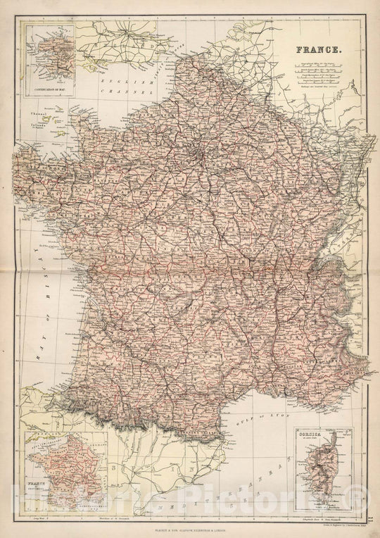 Historic Map : World Atlas Map, France. 1882 v2