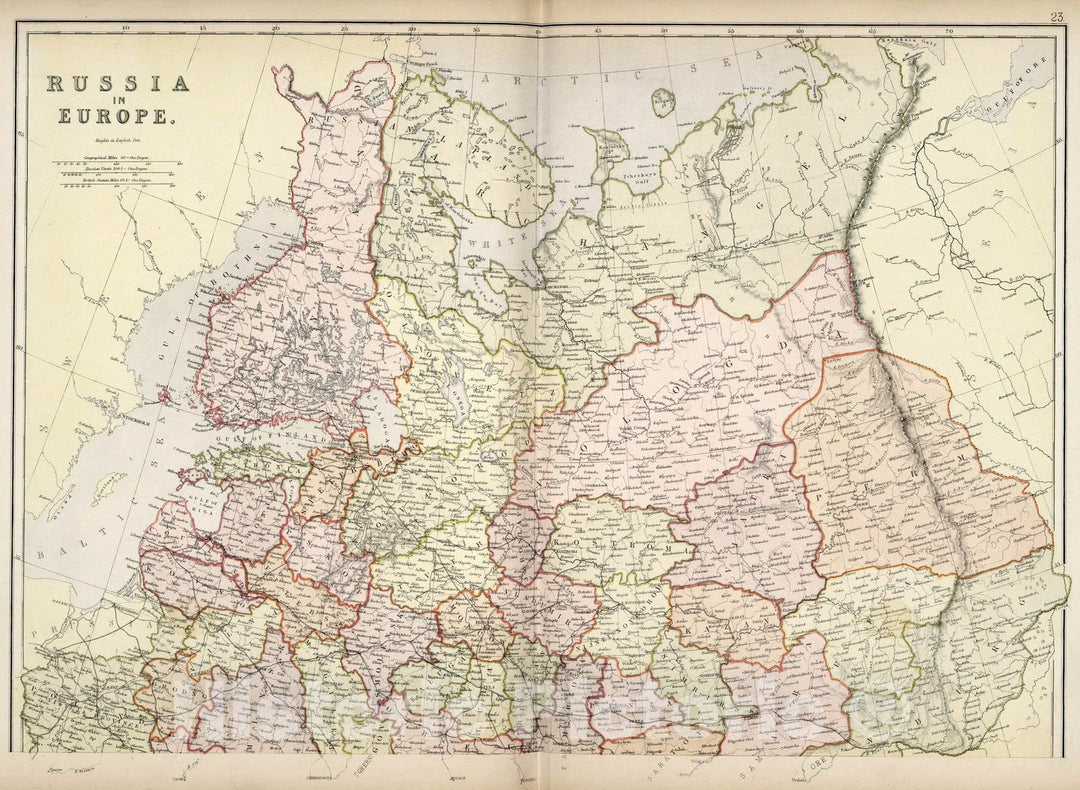 Historic Map : World Atlas Map, Russia in Europe. 1882 - Vintage Wall Art