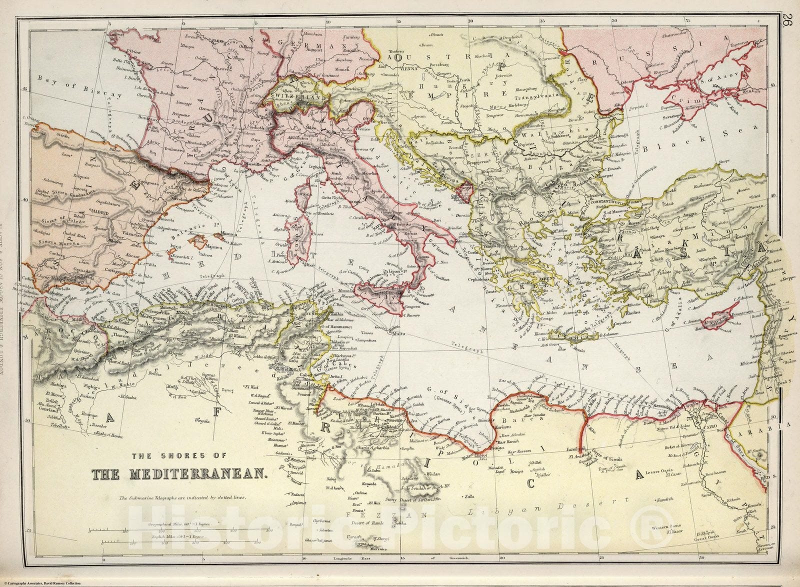 Historic Map : World Atlas Map, Shores of the Mediterranean. 1882 - Vintage Wall Art