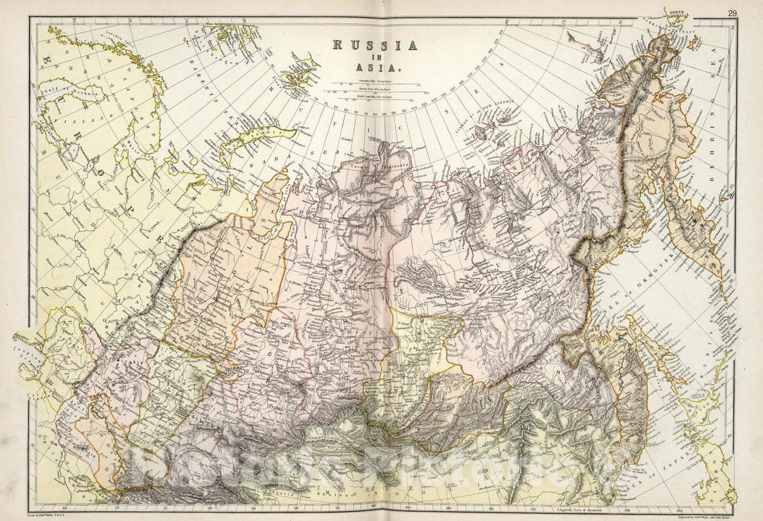 Historic Map : World Atlas Map, Russia in Asia. 1882 - Vintage Wall Art