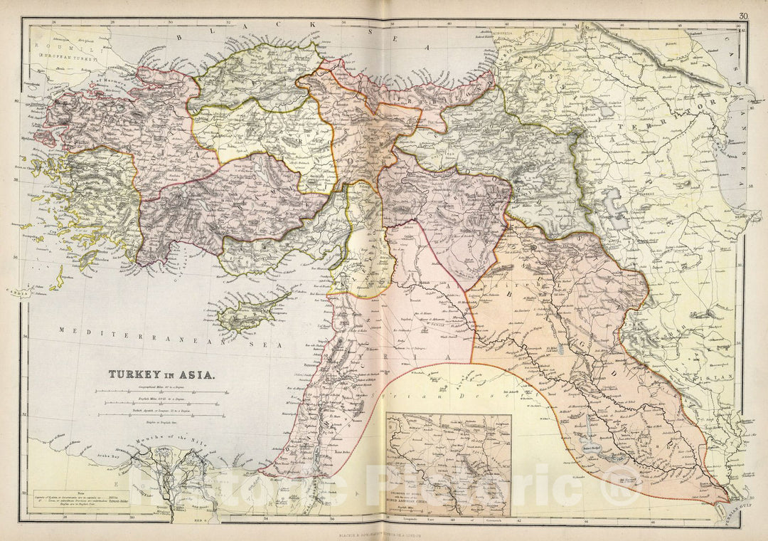 Historic Map : World Atlas Map, Turkey in Asia. 1882 - Vintage Wall Art