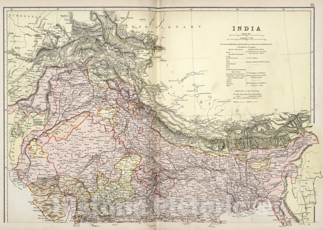 Historic Map : World Atlas Map, India. 1882 - Vintage Wall Art