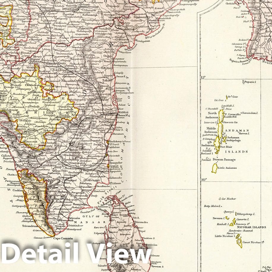 Historic Map : World Atlas Map, India (south part). 1882 - Vintage Wall Art