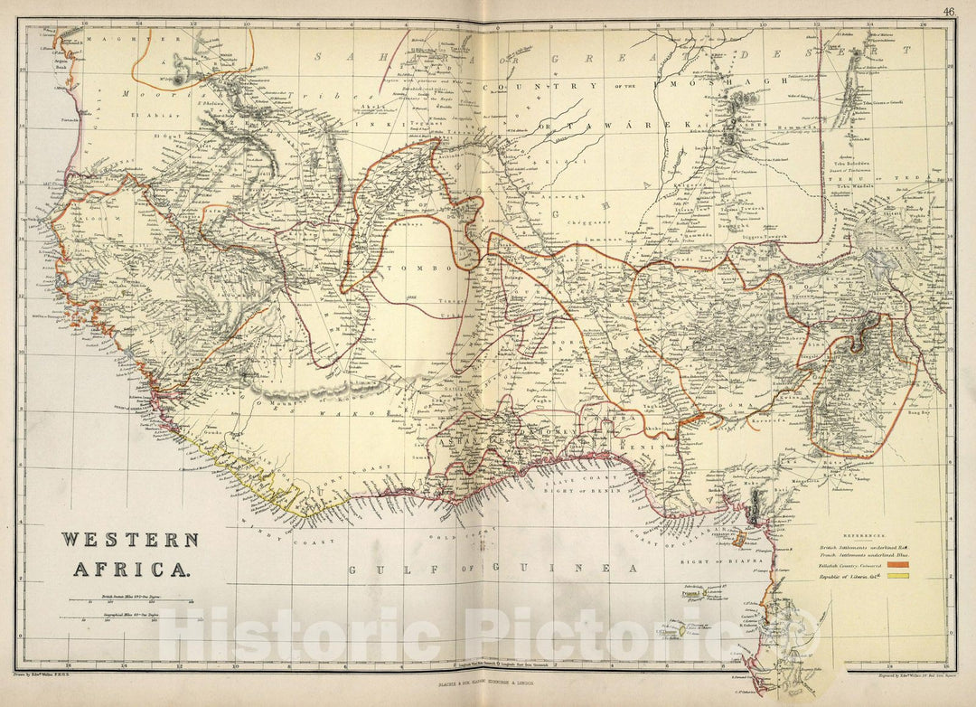 Historic Map : World Atlas Map, Western Africa. 1882 - Vintage Wall Art