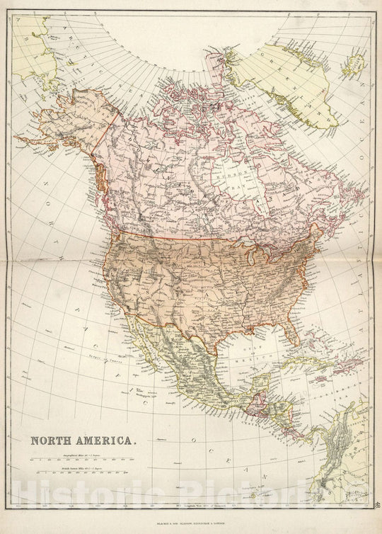 Historic Map : World Atlas Map, North America. 1882 v2