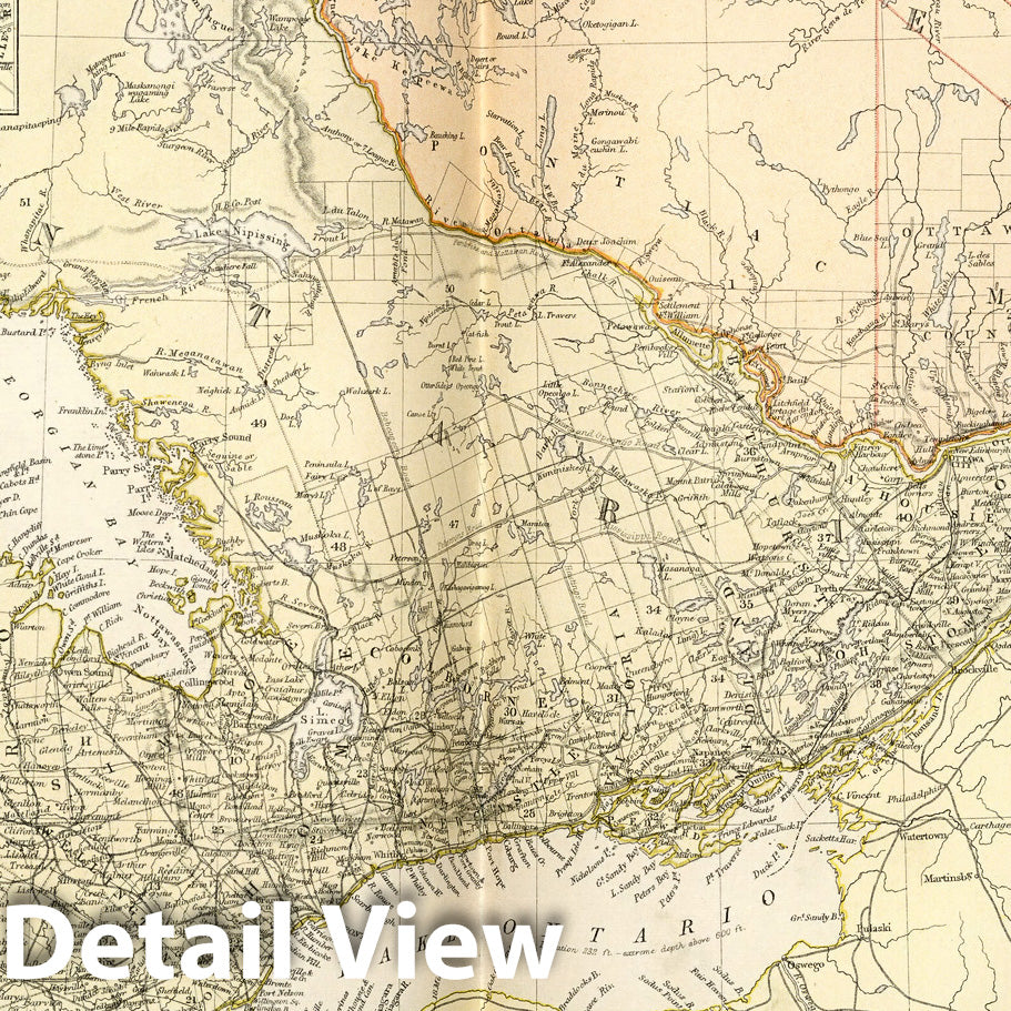 Historic Map : World Atlas Map, Canada, The Province of Ontario, and Part of Quebec. 1882 - Vintage Wall Art