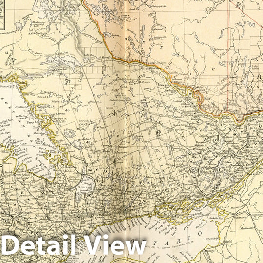 Historic Map : World Atlas Map, Canada, The Province of Ontario, and Part of Quebec. 1882 - Vintage Wall Art